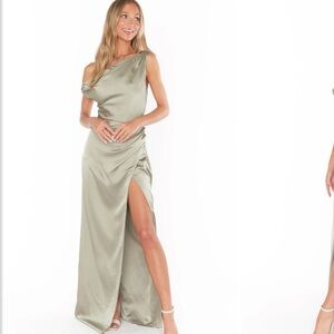 Show Me Your MuMu Sage One Shoulder Dress hemmed